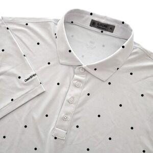 G/FORE Mens Polka Dot Performance Golf Polo Shirt White Black XL Casual Preppy